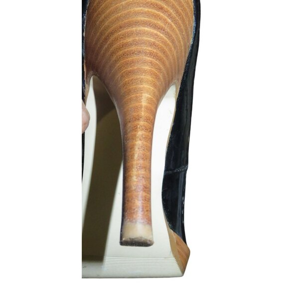 Mossimo Black Patent Italian Leather Platform Peep Toe Stiletto Heels size 8 - Picture 10 of 12